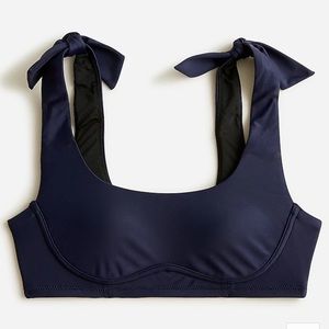 Jcrew navy shoulder tie bikini top
